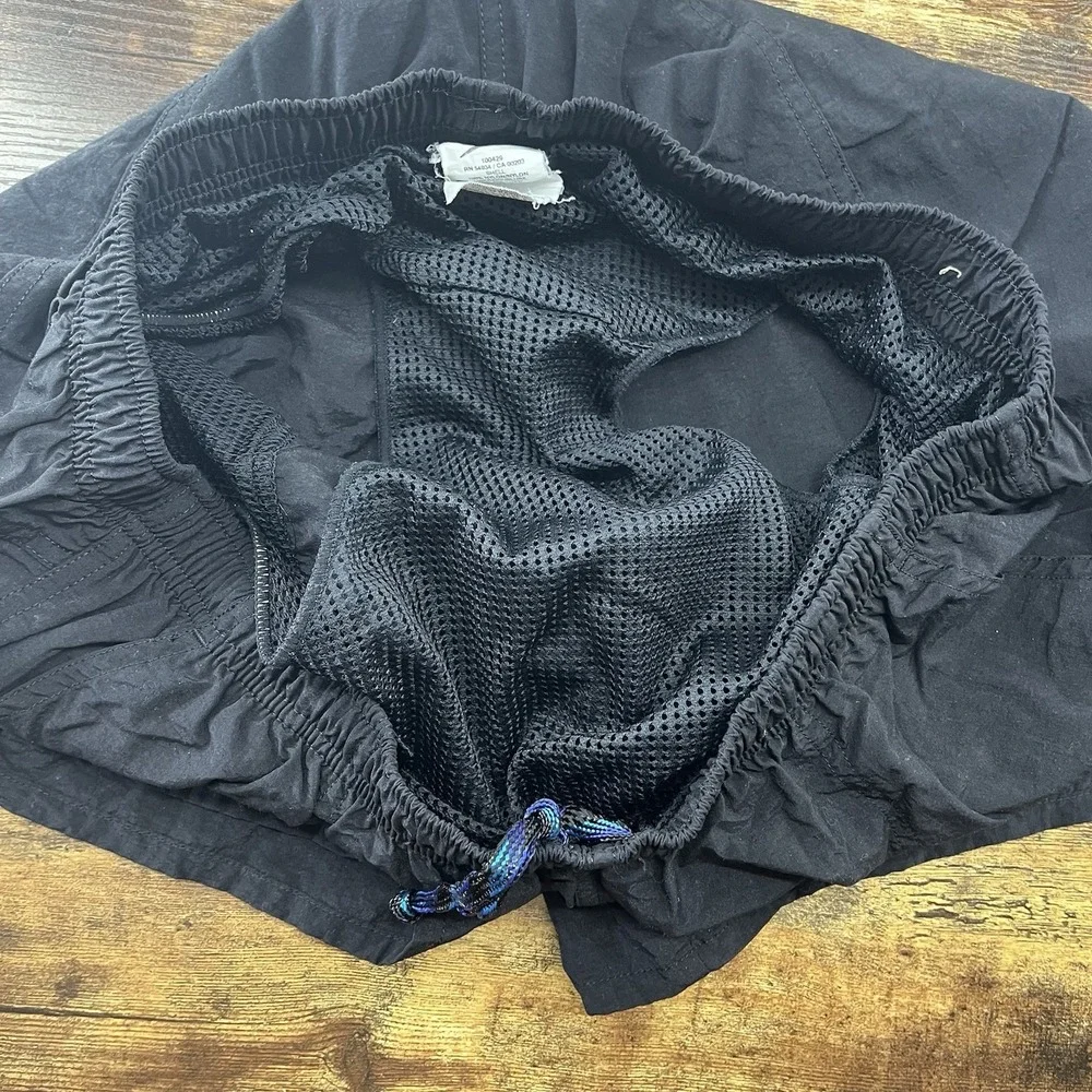 Vintage Speedo Men's Black Solid Swim Shorts XL Regular Drawstring Mesh Lined